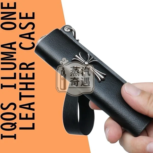 【黑色/紅色/黃色/藍色】IQOS ILUMA ONE保護套 防摔免拆充隨手拎 哥德風十字造型金屬感設計 適用4.0 / 6 / 7 代圓形按鈕一體機|油皮質感|附掛繩:圖片 9