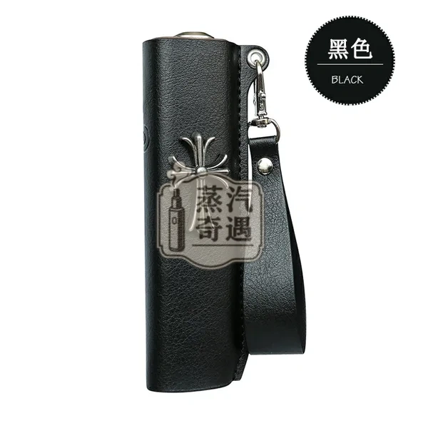 【黑色/紅色/黃色/藍色】IQOS ILUMA ONE保護套防摔皮革 哥德風十字造型金屬感設計 適用4.0 / 6 / 7 代一體機|真皮質感|附掛繩